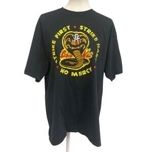 Cobra Kai Mens XL Strike First Strike Hard No Mercy Short Sleeve Tee Shirt